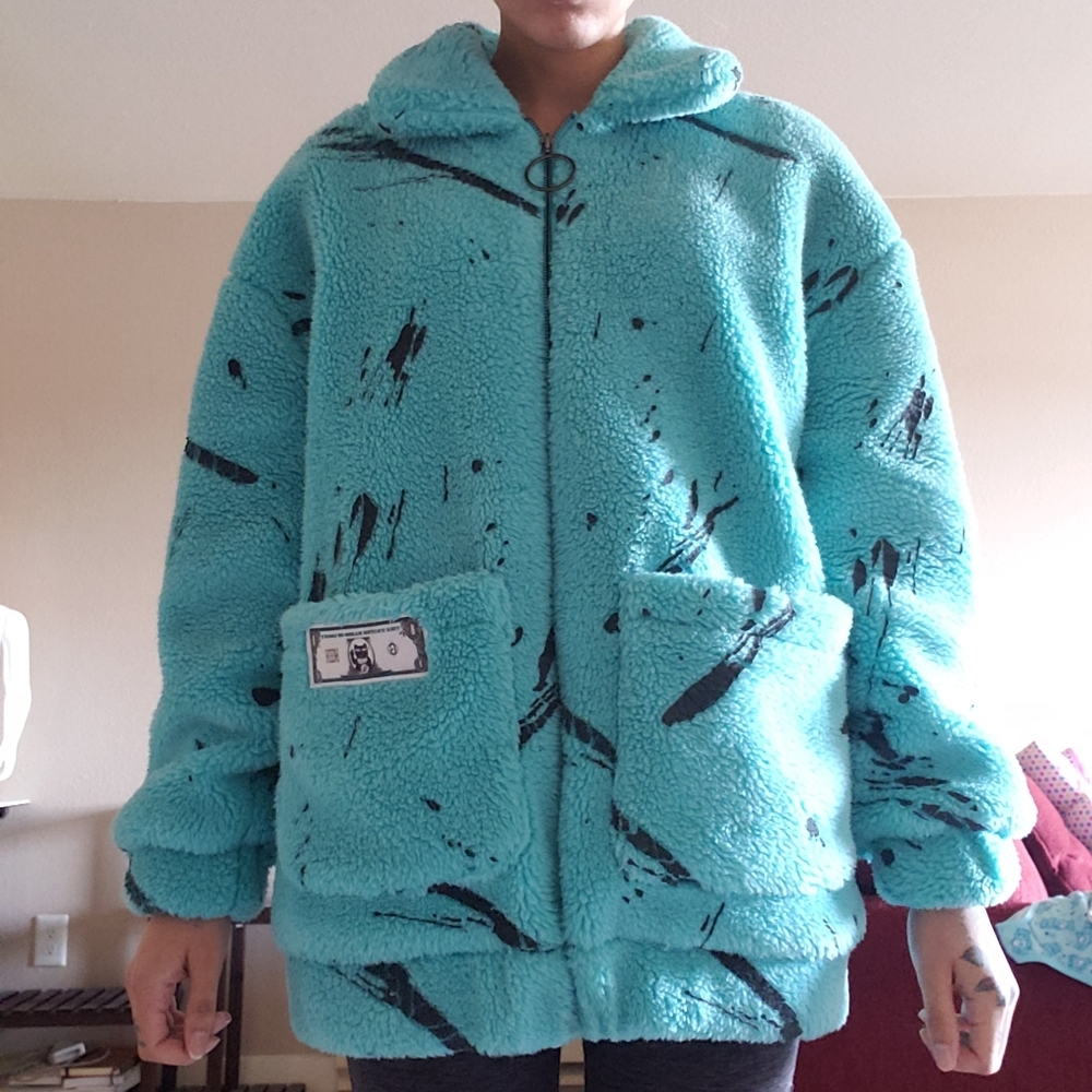 Marbled oversized zip up fleece